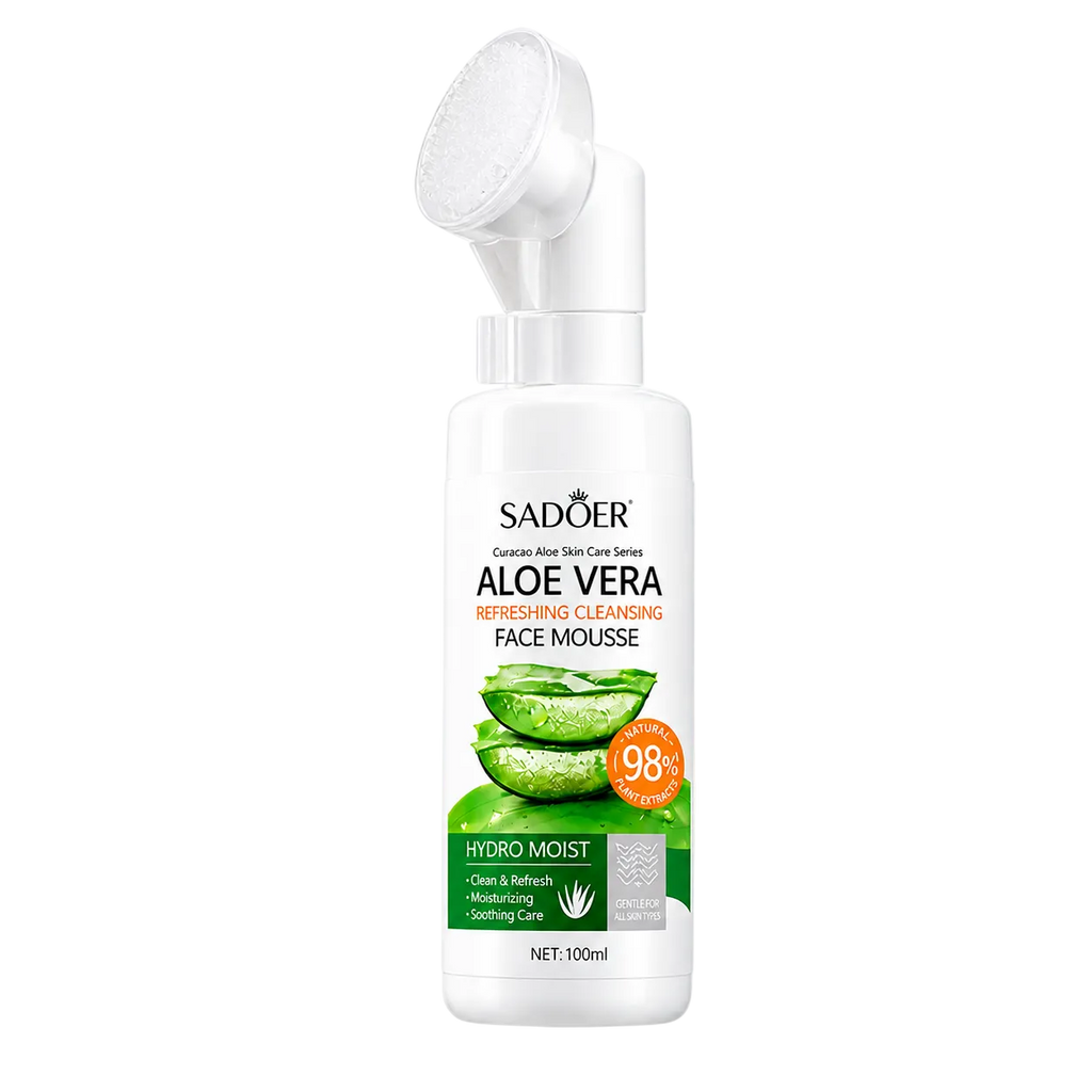Sadoer Aloe Vera Refreshing Cleansing Face Mousse with Silicone Brush