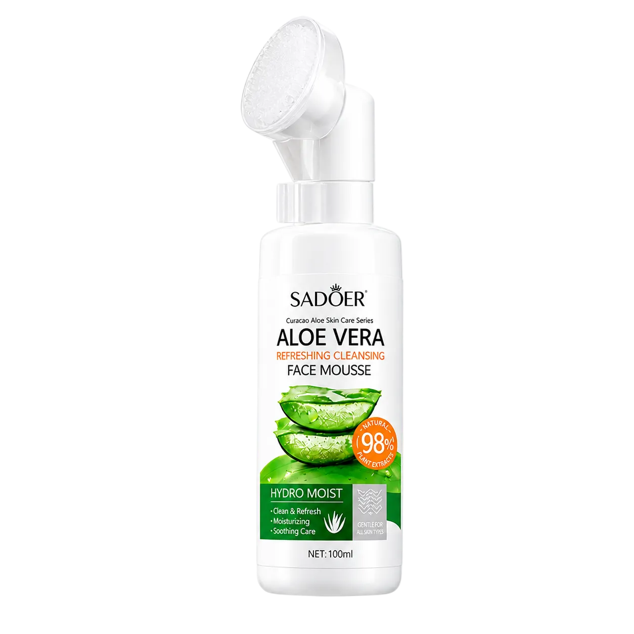 Sadoer Aloe Vera Refreshing Cleansing Face Mousse with Silicone Brush