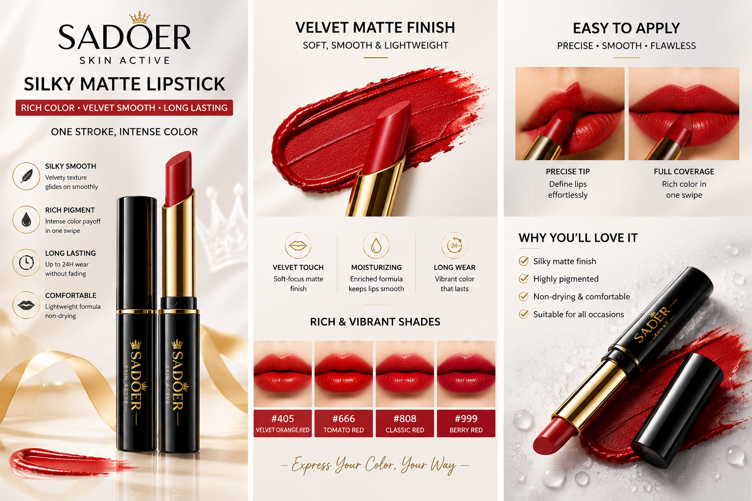 Sadoer Silky Smooth Velvet Matte Lipstick