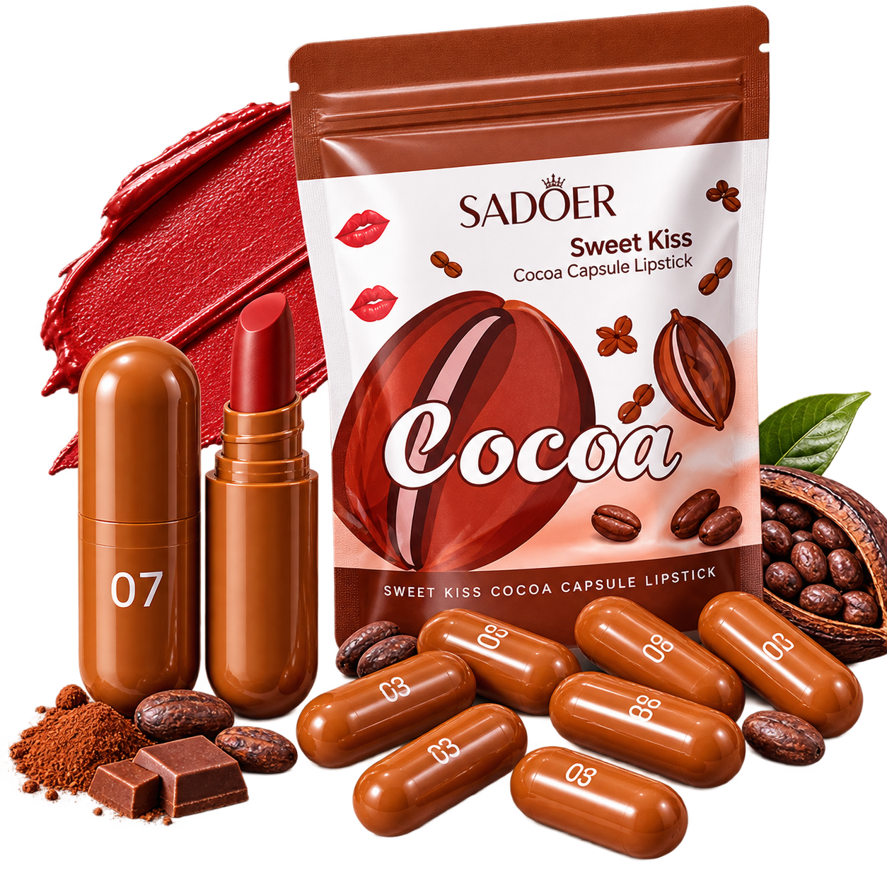 Sadoer Sweet Kiss Cocoa Capsule Matt Lipstick