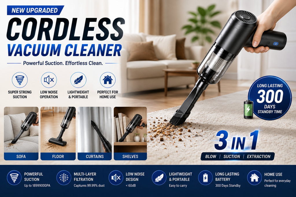 Powerful 3-in-1 Cordless Vacuum – Home, Car & Everyday Cleaning