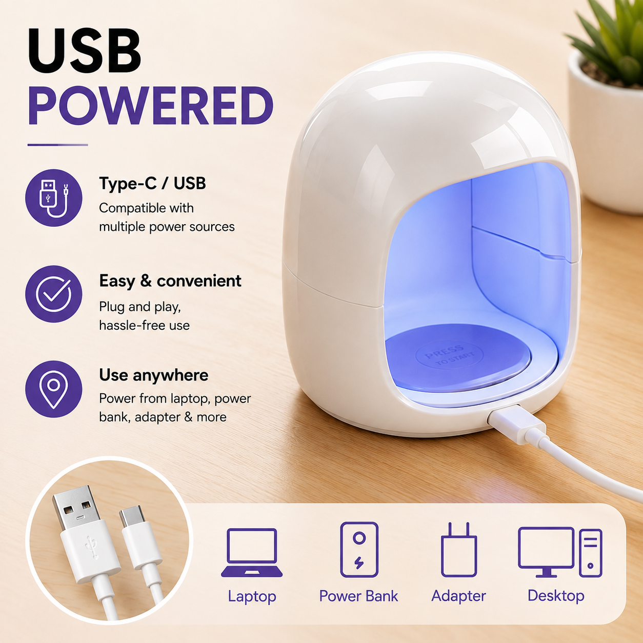 Mini  UV Nail Lamp Dryer -USB Powered