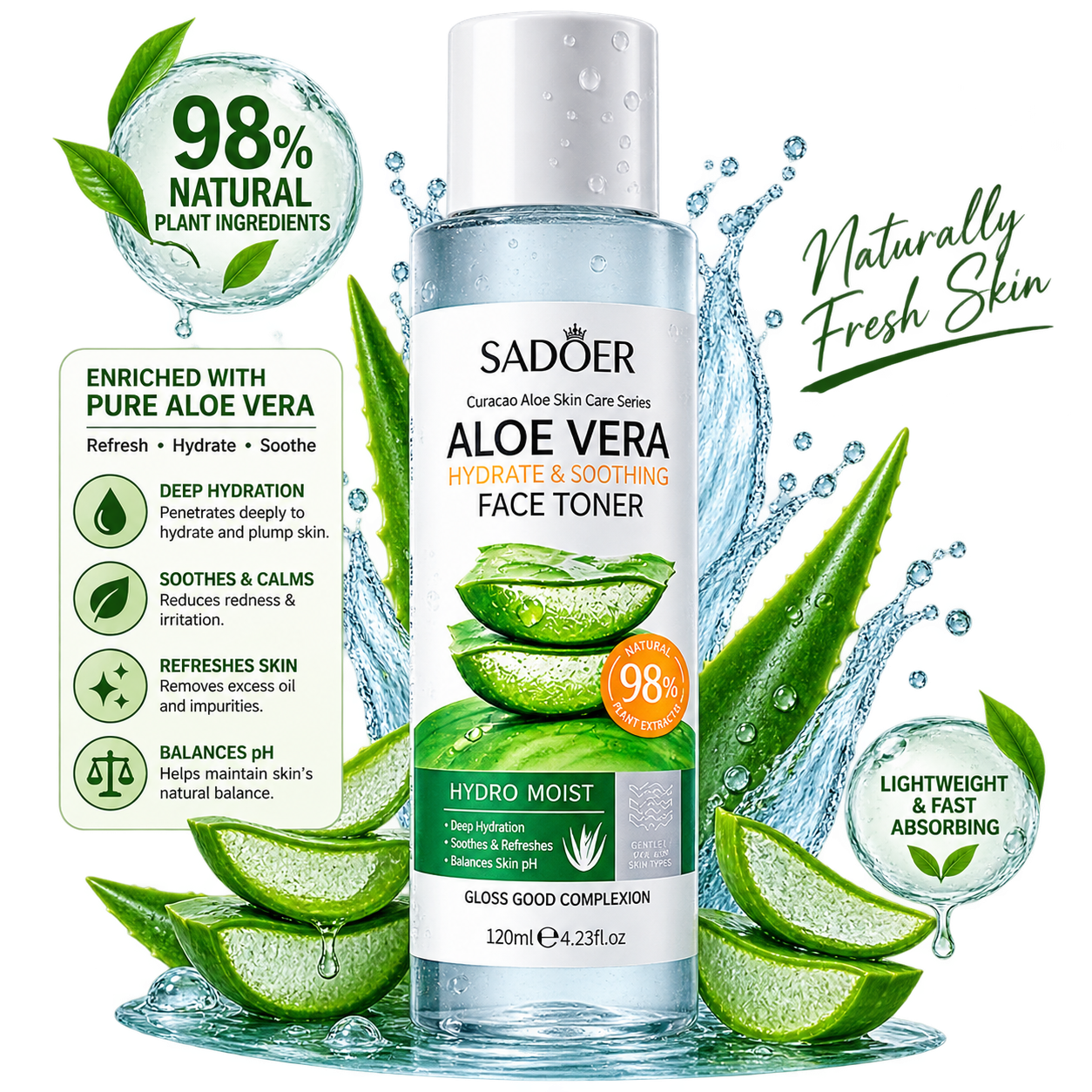 Sadoer Aloe Vera Hydrating & Soothing Face Toner